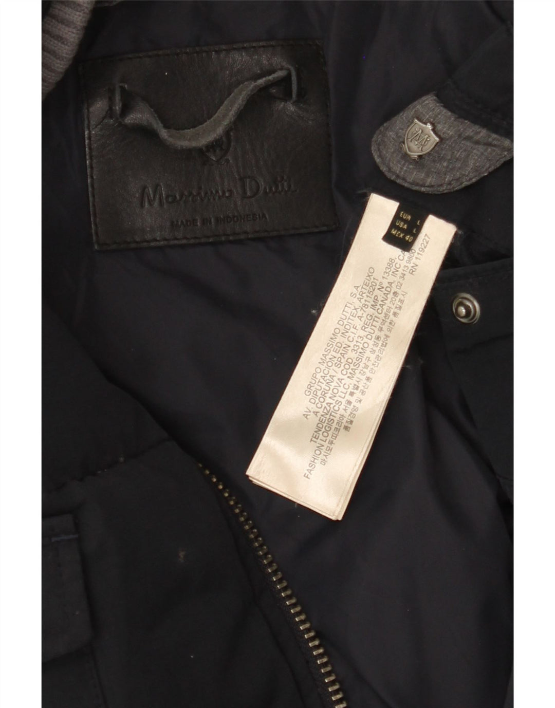 MASSIMO DUTTI Mens Padded Jacket UK 40 Large Navy Blue Nylon Vintage Massimo Dutti and Second-Hand Massimo Dutti from Messina Hembry 