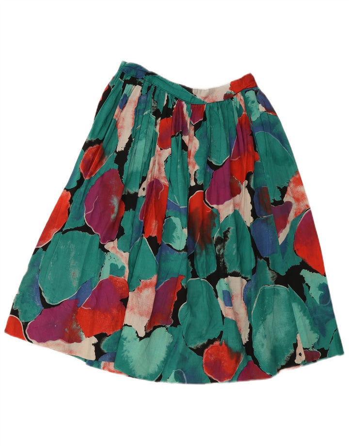 Vintage kvinders abstrakt mønster plisseret nederdel W26 Lille flerfarvet