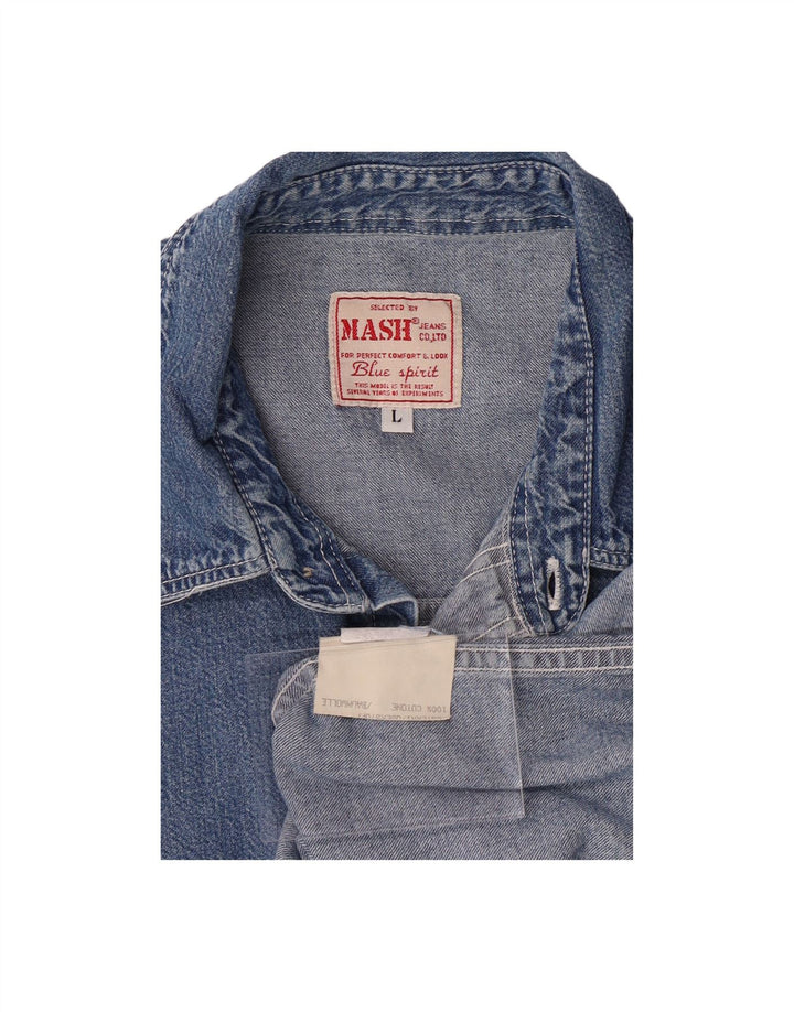 MASH Mens Denim Shirt Large Blue Cotton