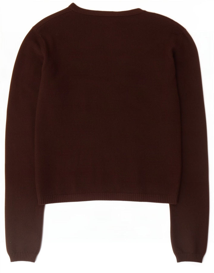 Zara Dame Cardigan Sweater UK 12 Medium Brun Akryl