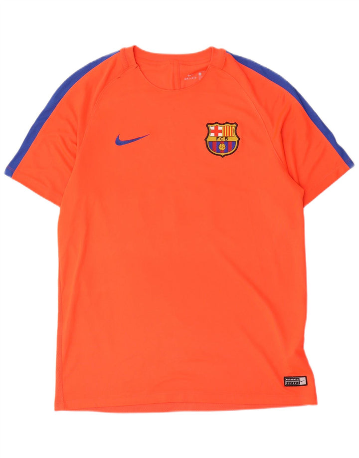 Nike Herre Barcelona Grafisk T-Shirt Top Stor Orange Colourblock Polyester