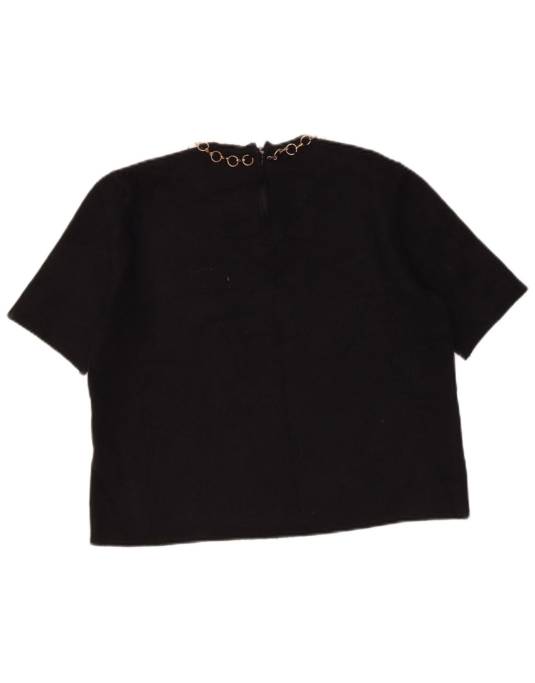 Zara Womens Crop Bluse Top UK 12 Medium Black Viscose