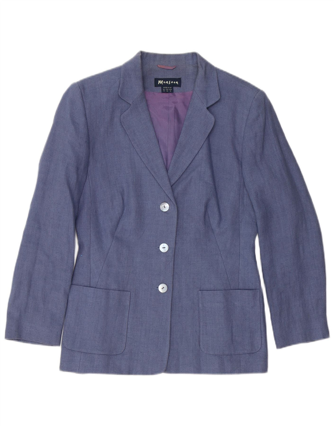 Monsoon Womens 3-knaps 2-delt nederdelsæt UK 10 Small W26 Blue Linen
