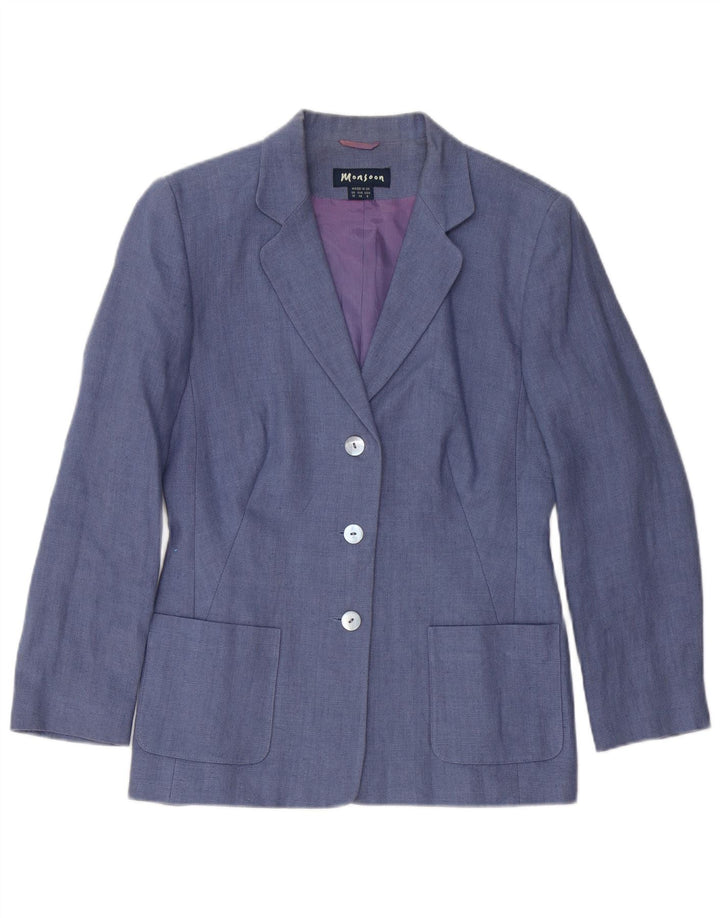 Monsoon Womens 3-knaps 2-delt nederdelsæt UK 10 Small W26 Blue Linen