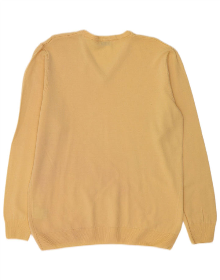 PETER HAHN Dame V-hals sweater UK 16 Stor Gul Ny Uld