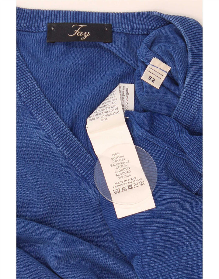 Fay Herre V-hals sweater IT 52 Stor Blå Bomuld