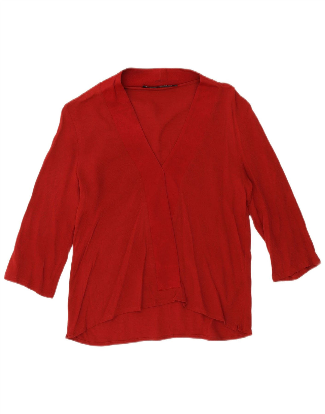 ZARA Womens Top 3/4 Sleeve UK 6 XS Red
