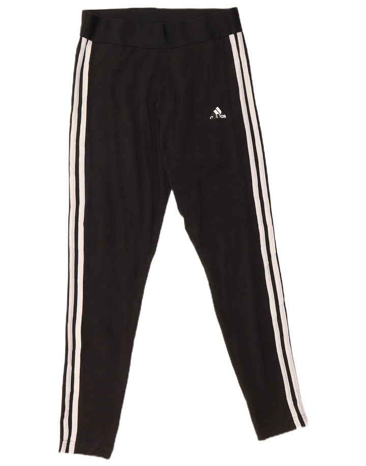 ADIDAS Dame Leggings UK 12/14 Medium Sort Bomuld