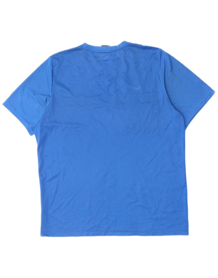 NIKE Herre Dri Fit T-Shirt Top 2XL Blå Colourblock Polyester