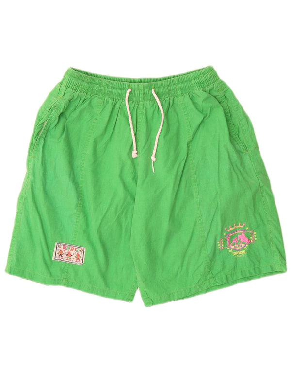 Vintage grafiske svømmeshorts til kvinder, store grønne bomuldsretro