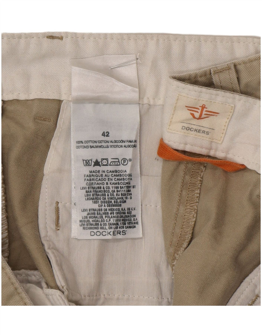 Dockers Herre Cargo Shorts W42 2XL Beige Bomuld