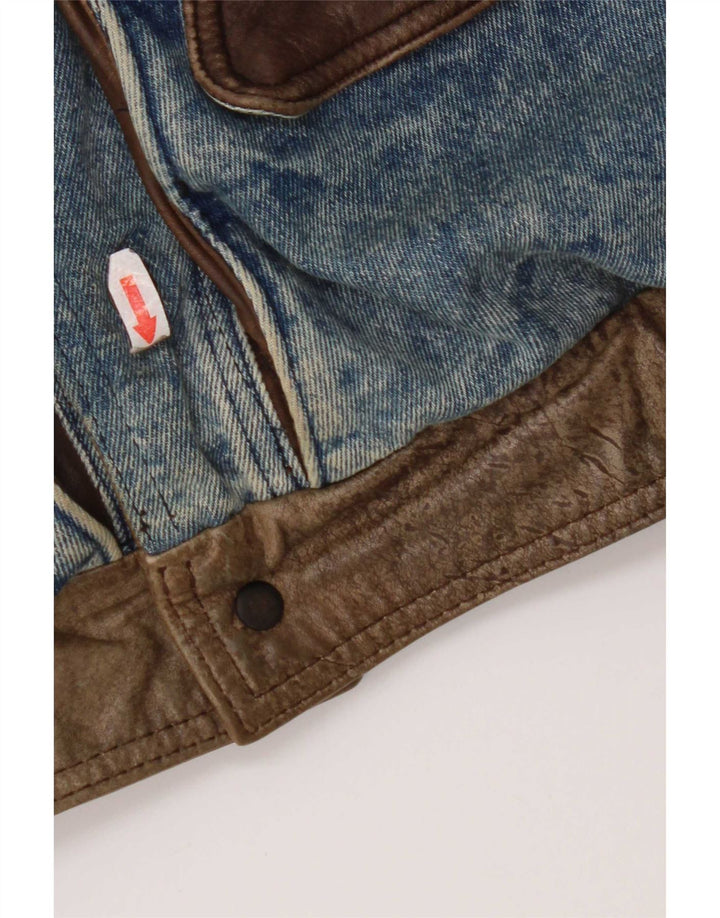 Vintage herre vendbar denimjakke IT 50 Stort blåt læder