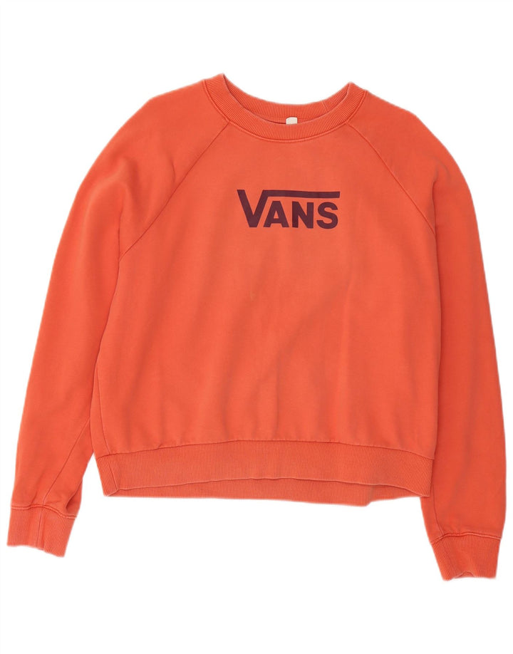 VANS Womens Graphic Sweatshirt Jumper UK 14 Medium Orange Cotton