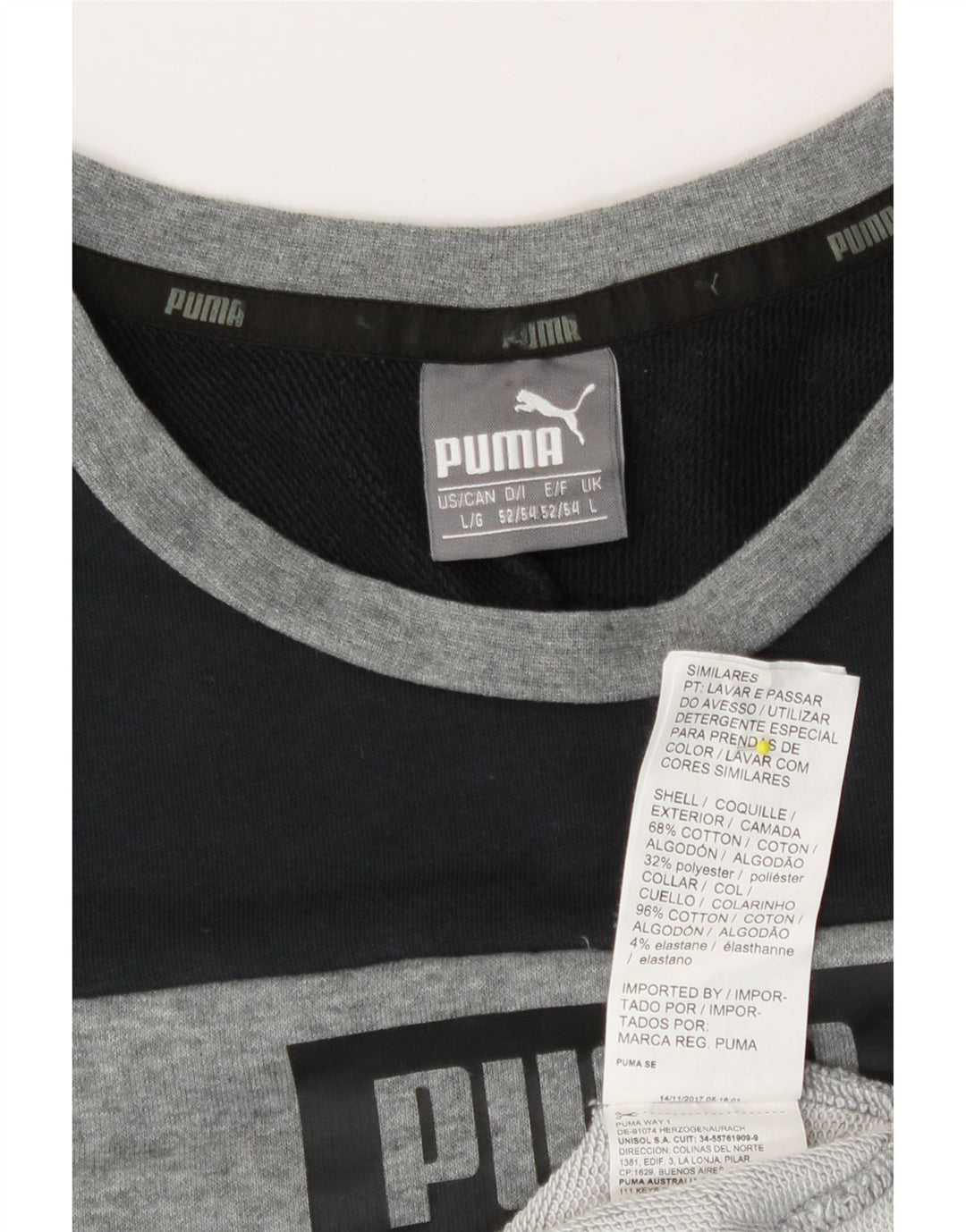 Puma Herre Grafisk Top Langærmet Stor Grå Colourblock Bomuld