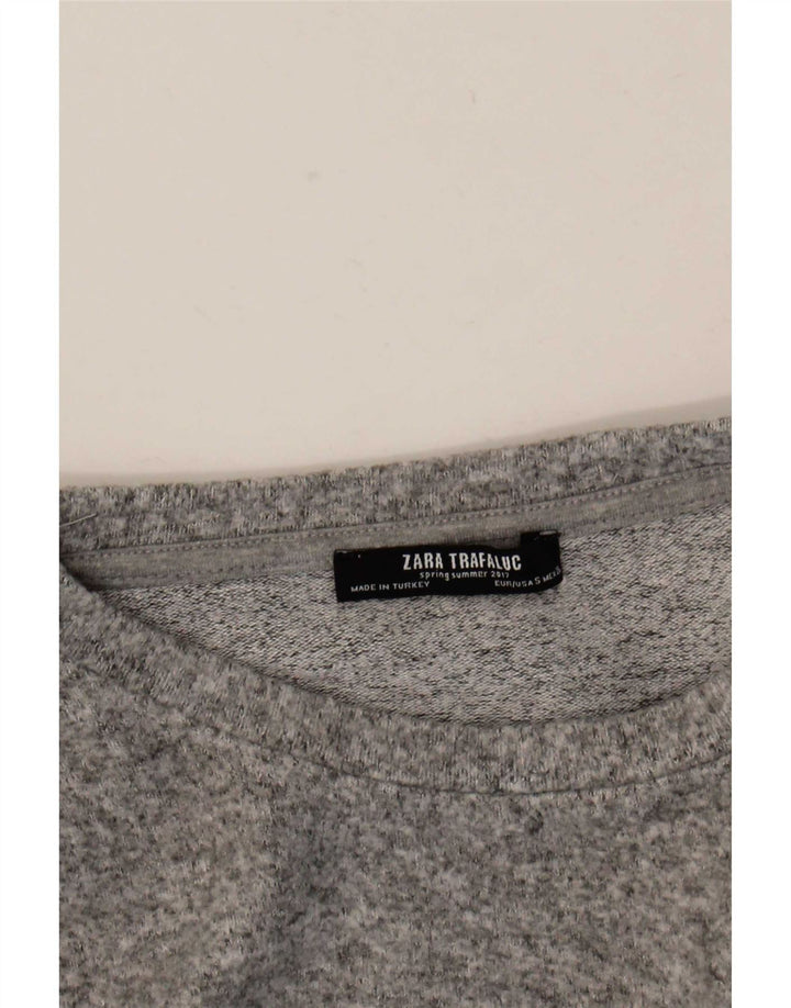 Zara Dame Trafaluc Top Langærmet UK 10 Små Grå Flecked