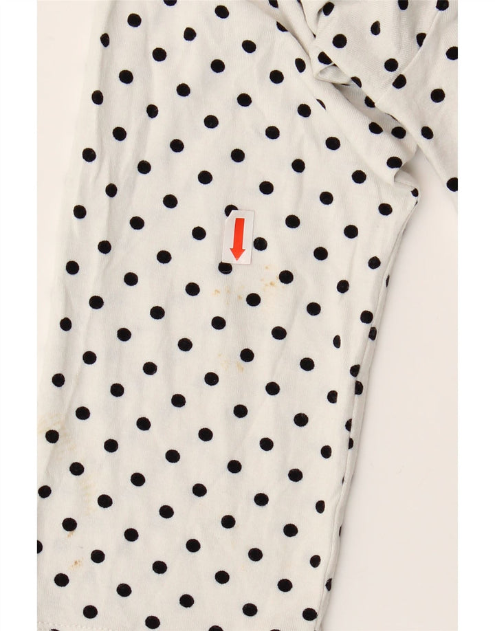 HOBBS Dame Front Tie 3/4 ærmet bluse Top UK 10 Small White Polka Dot