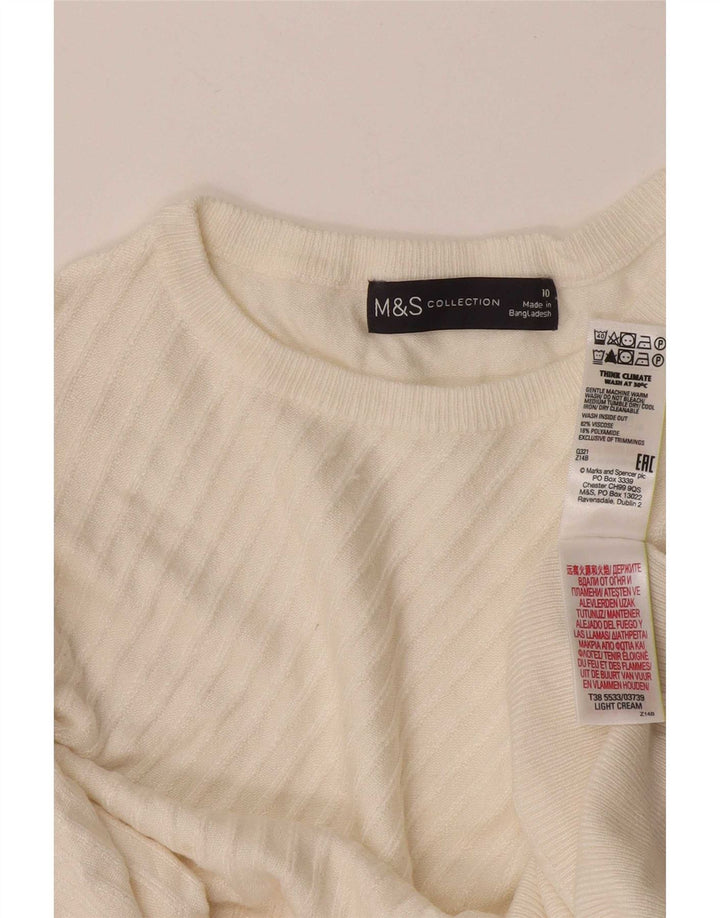 Marks & Spencer Dame sweater med rund hals DK 10 Small White Viscose