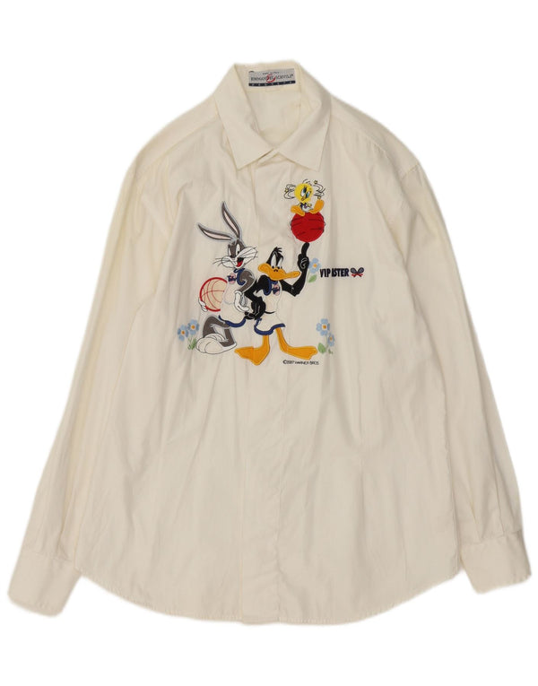 Emmanuel Schvili Dame Warner Bros Grafisk skjorte IT 42 Medium White Floral