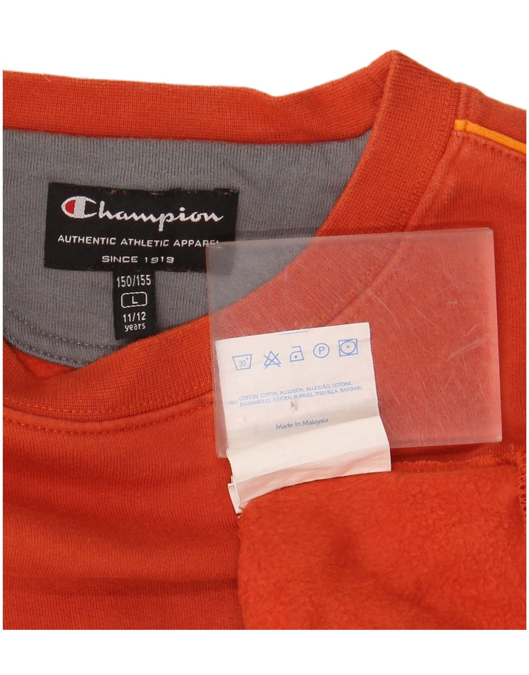 CHAMPION Drenge Grafisk Sweatshirt Jumper 11-12 år Stor Orange Bomuld