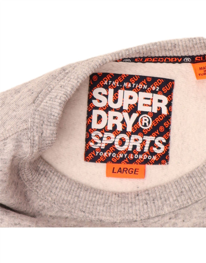 SUPERDRY grafisk sweatshirt til mænd, stor grå farveblok bomuld