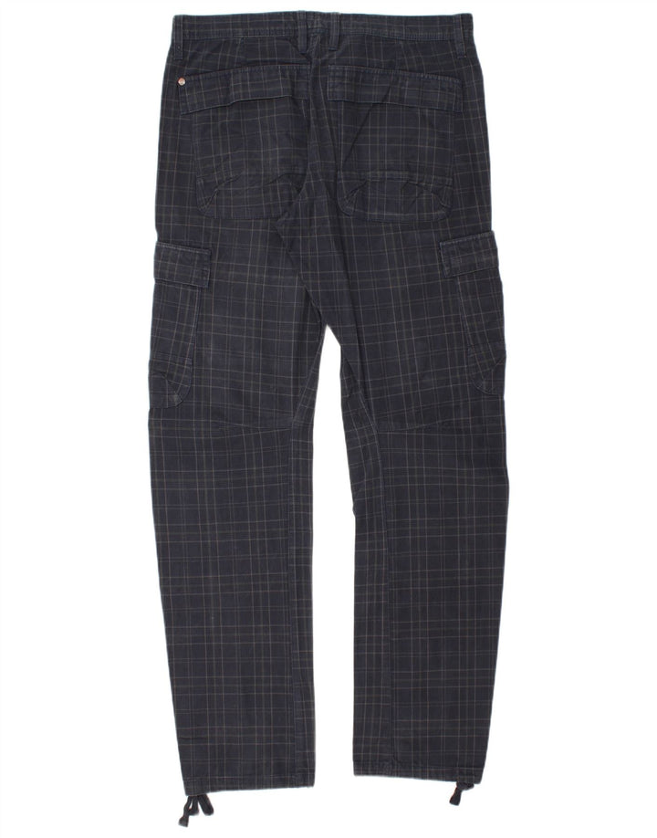 Sisley Herre Straight Cargo Bukser W34 L33 Navy Blue Check