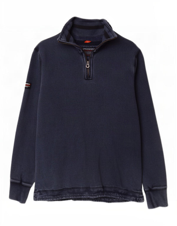 Superdry Sweatshirt med lynlås til mænd, medium marineblå bomuld