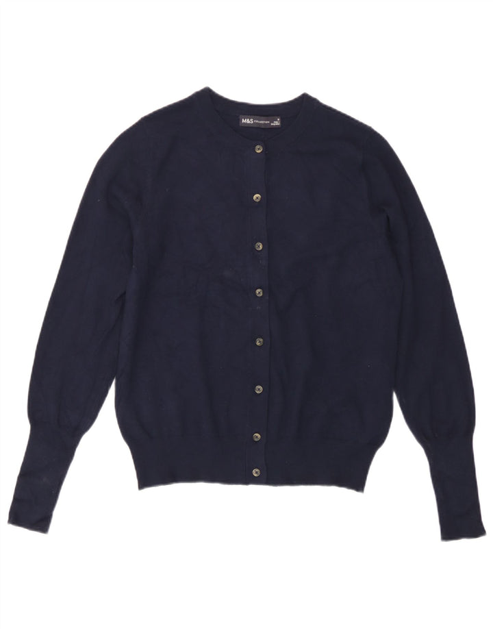 Marks & Spencer Dame Cardigan Sweater UK 10 Small Navy Blue Viscose