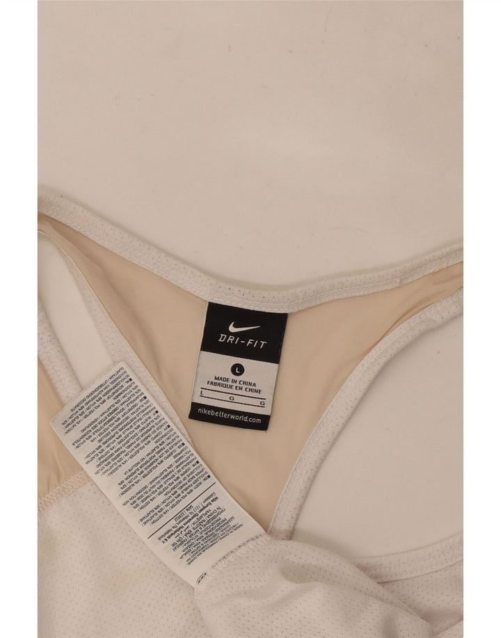 Nike Dame Dri Fit Vest Top UK 14 Large Off White Polyester