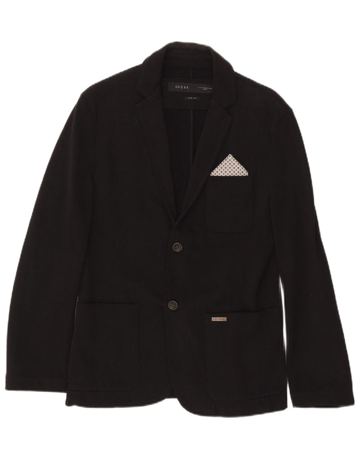 Guess Herre 2 Button Slim Fit Blazer Jacket UK 32 2XS Sort Bomuld