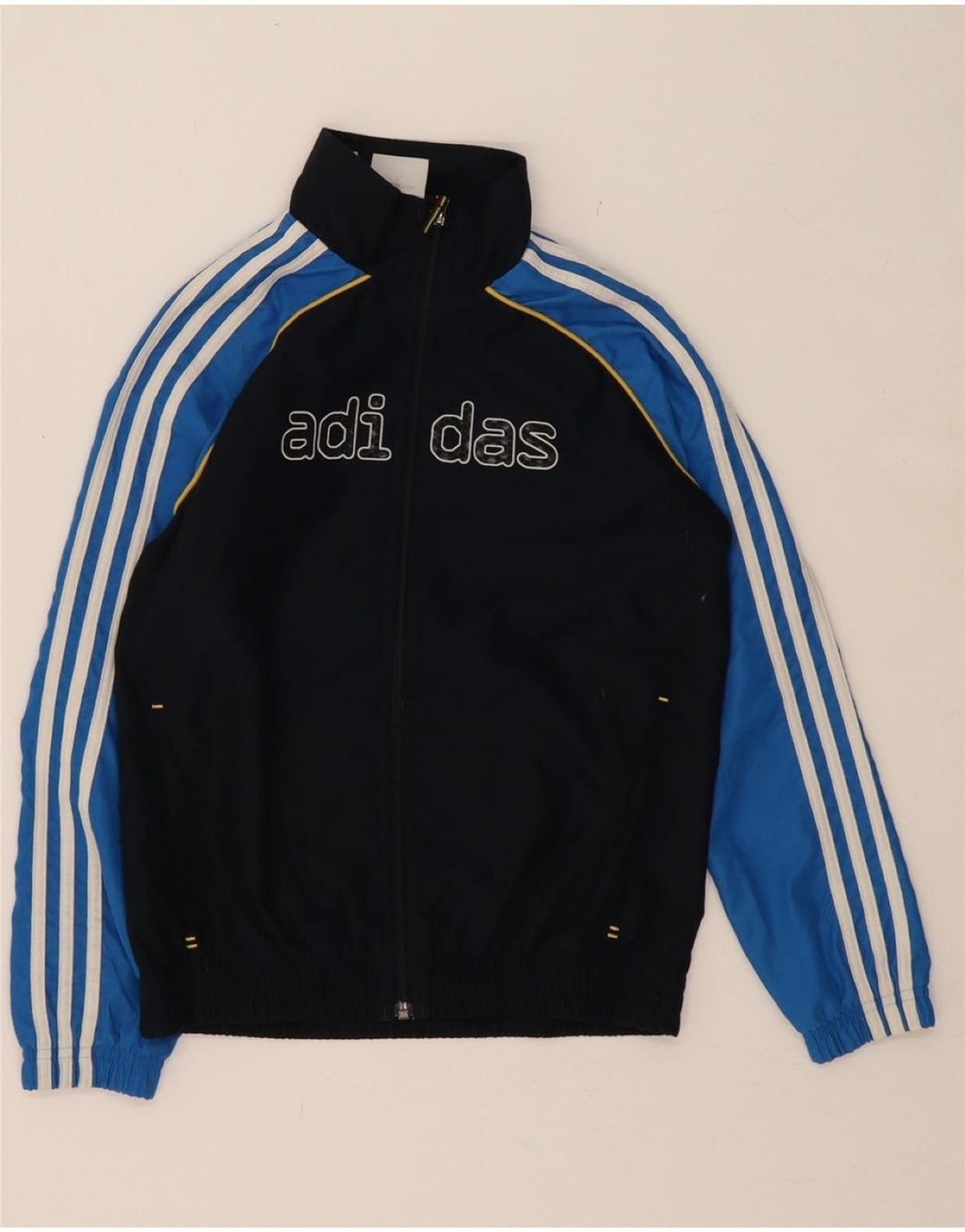ADIDAS Boys Graphic Tracksuit Top Jacket 9-10 Years Black Colourblock Vintage Adidas and Second-Hand Adidas from Messina Hembry 