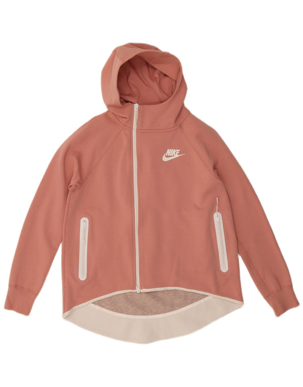 Nike Womens Oversized Zip Hoodie Sweater UK 10 Small Pink Cotton