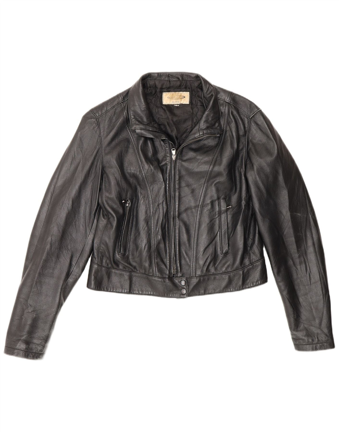 Moonstone Dame Crop Læderjakke IT 48 XL Sort