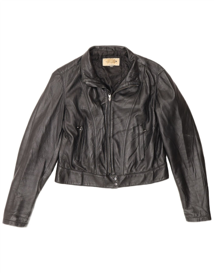 Moonstone Dame Crop Læderjakke IT 48 XL Sort