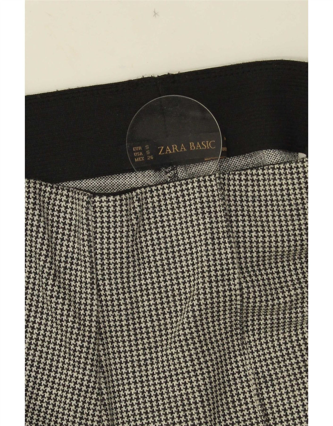 Zara Dame Stigbøjle Casual Bukser Small W26 L26 Grå Houndstooth