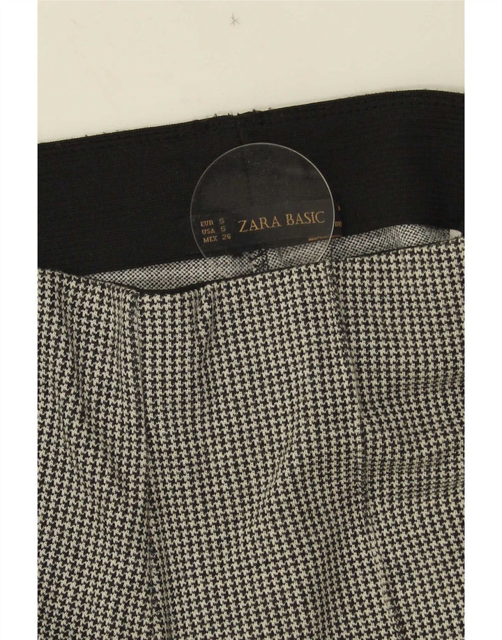 Zara Dame Stigbøjle Casual Bukser Small W26 L26 Grå Houndstooth
