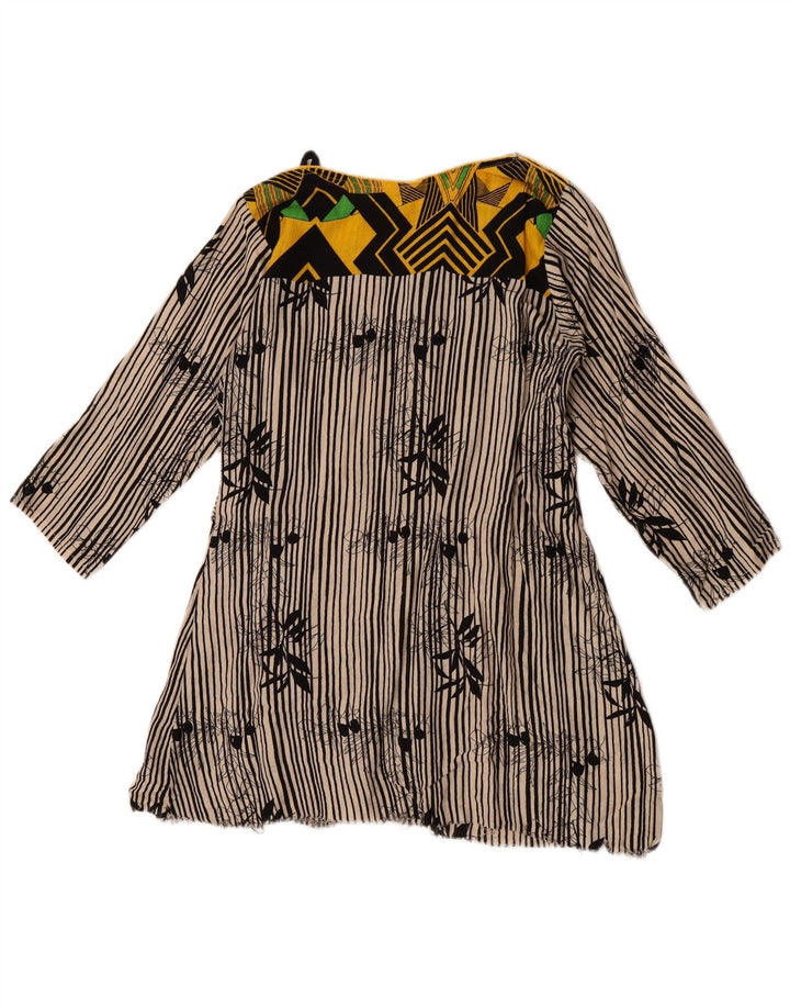 Vintage damebluse med 3/4 ærmer UK 12 Medium Off White stribet