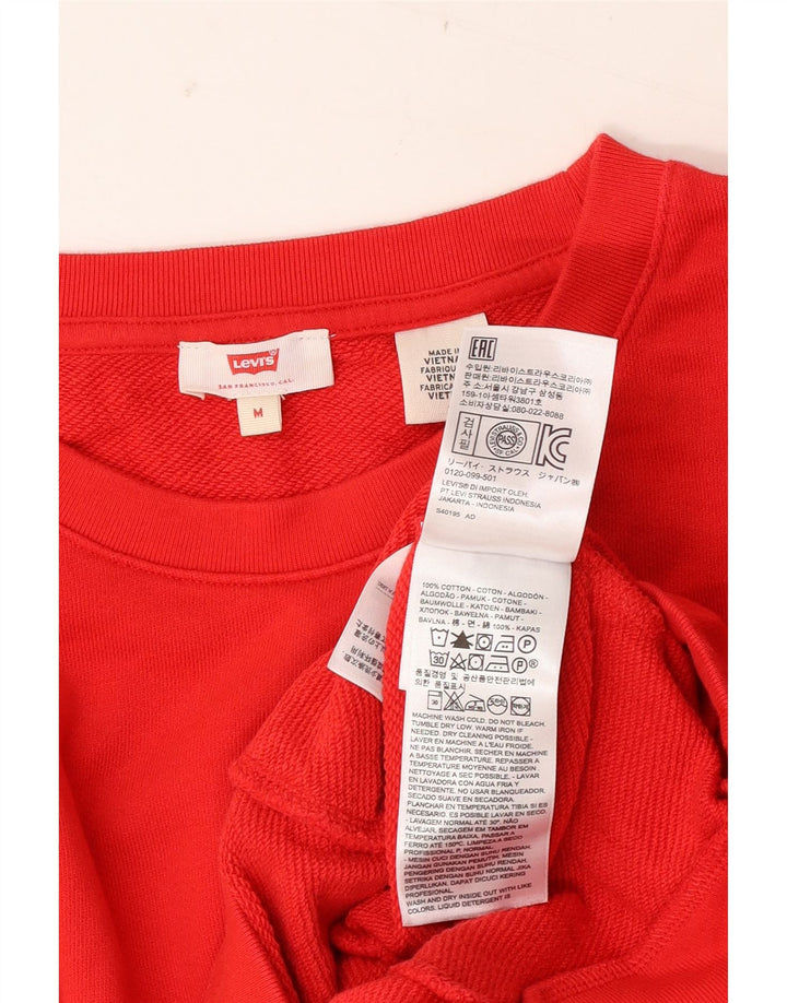 Levi's Dame Sweatshirt Jumper UK 14 Medium Rød Bomuld