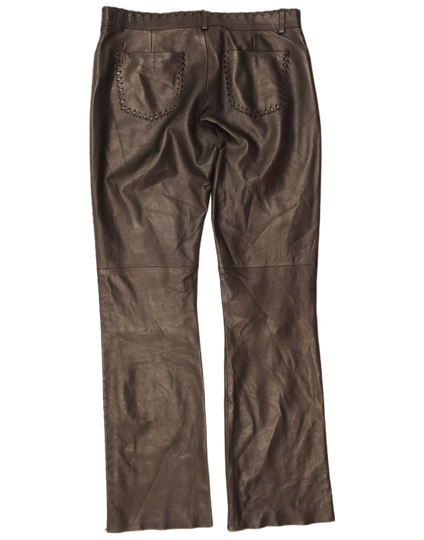 Vintage Dame Bootcut Læder Casual Bukser IT 42 Medium W32 L32 Sort