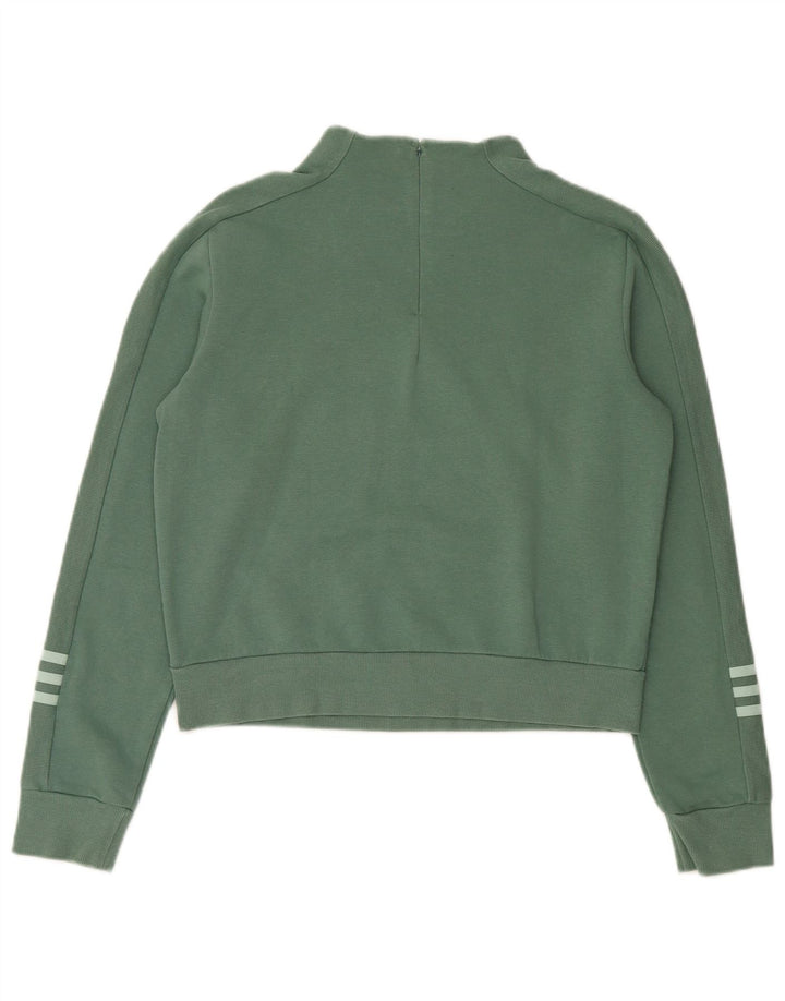 ADIDAS Womens Sweatshirt Jumper UK 12/14 Medium Green Cotton