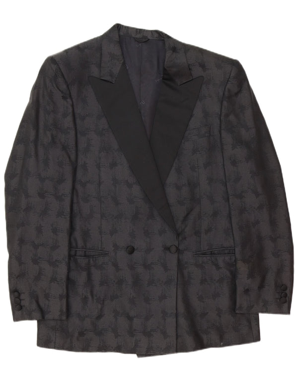 Pierre Cardin Mens Blazer Jacket IT 50 Large Black Geometric Classic