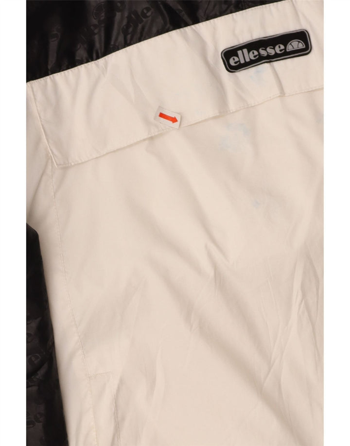 ELLESSE Womens Oversized Graphic Anorak Jacket UK 6 XS White Colourblock