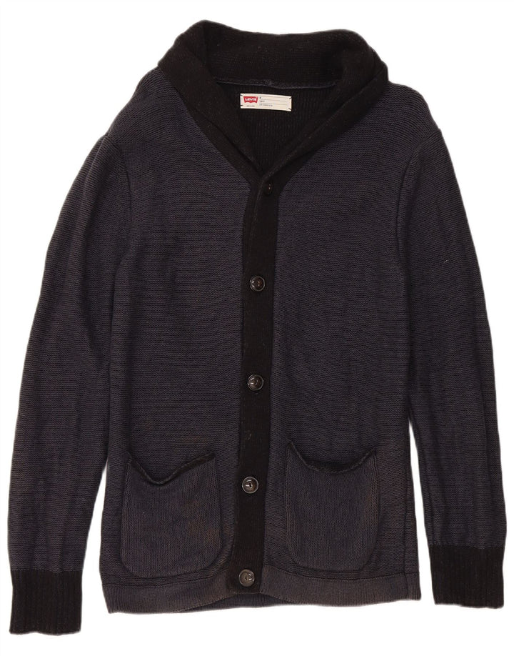 LEVI'S Mens Slim Fit Cardigan Sweater Medium Navy Blue Cotton
