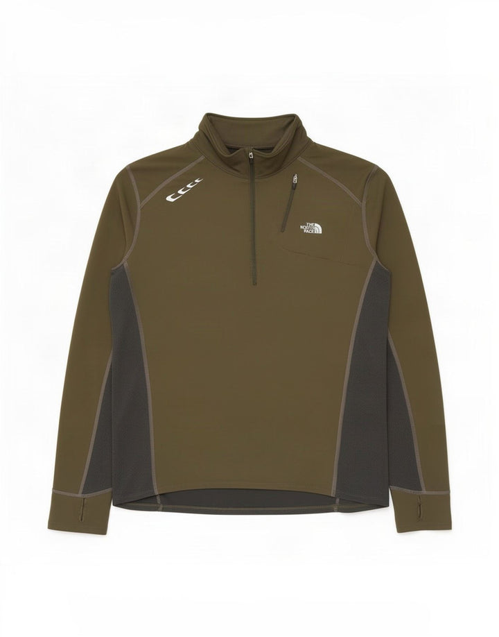 The North Face Herre Zip Neck Pullover Træningsdragt Top Stor Khaki Colourblock