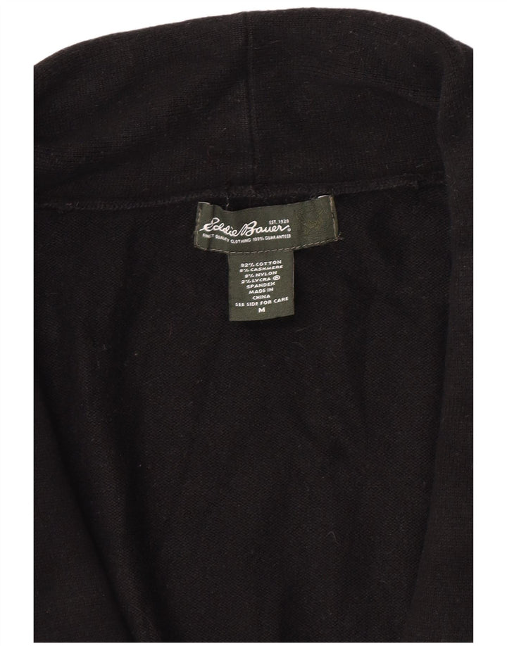 Eddie Bauer Dame Cardigan Sweater UK 14 Medium Sort Bomuld