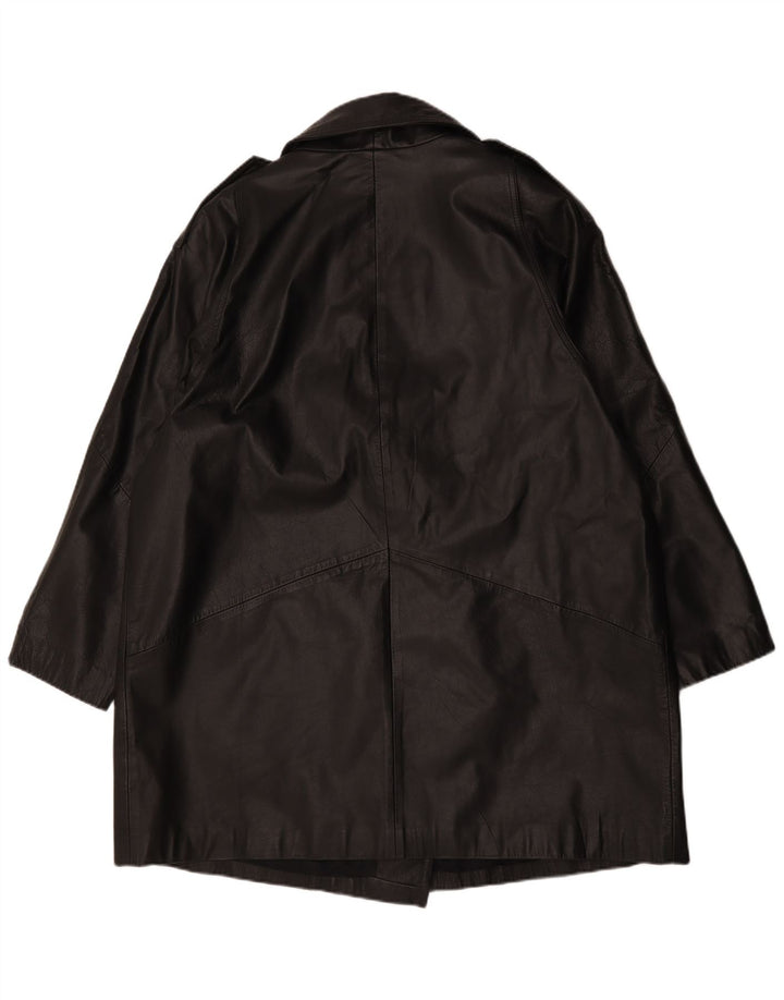 Vintage kvinders oversize læderfrakke UK 16 Large Black