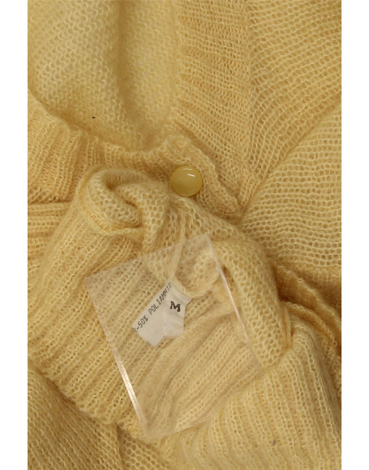 VINTAGE Womens Cardigan Sweater UK 14 Medium Yellow Mohair Vintage Vintage and Second-Hand Vintage from Messina Hembry 