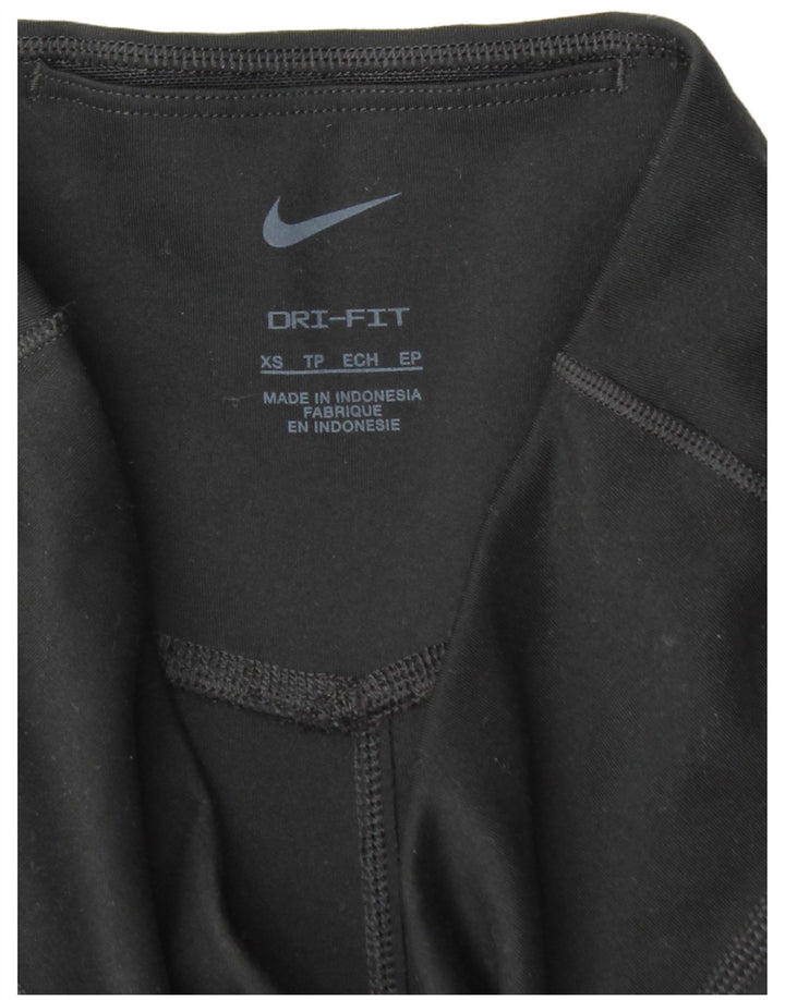 NIKE Womens Dri Fit Graphic Leggings UK 4 XS Black Polyester