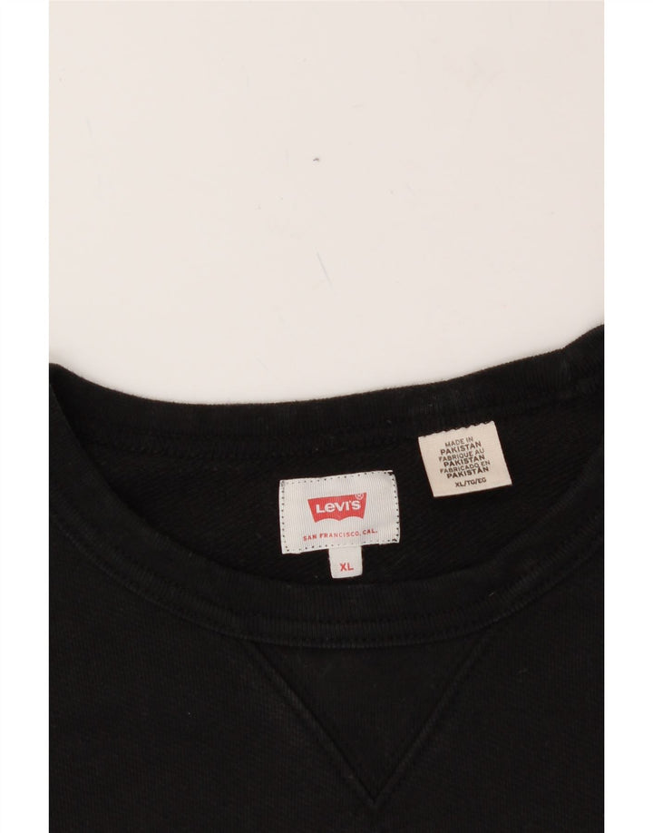 LEVI'S Mens Graphic Sweatshirt Jumper XL Black Cotton Vintage Levi's and Second-Hand Levi's from Messina Hembry 
