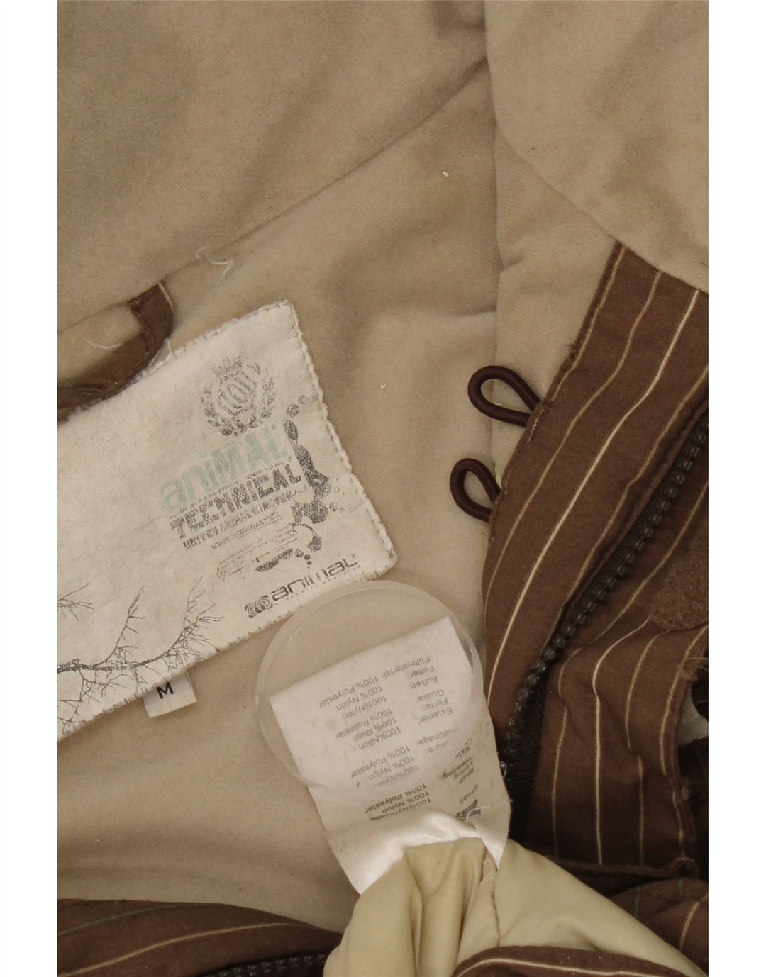 Animal Herre Hooded Windbreaker Jacket UK 38 Medium Brun Stribet Nylon