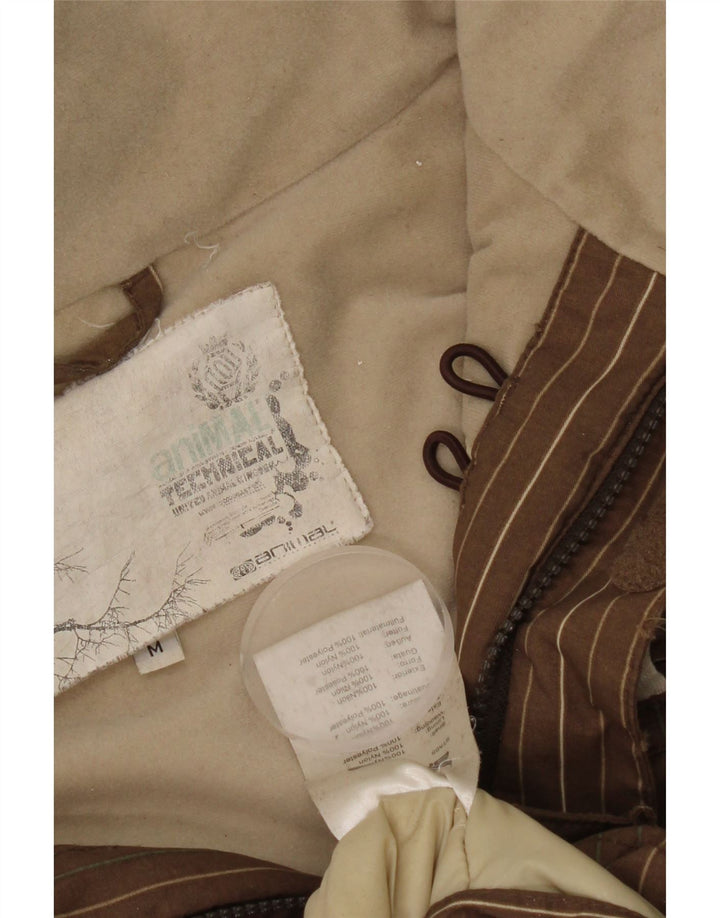 Animal Herre Hooded Windbreaker Jacket UK 38 Medium Brun Stribet Nylon